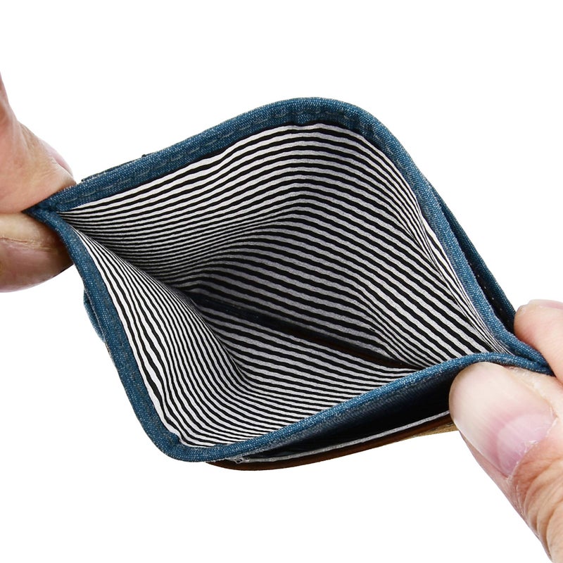 kinzd Minimalist Mens Wallet RFID Front Pocket Wallet Secure Thin Credit Card Holder (A5 Waterproof Leather Blue) - Image 3
